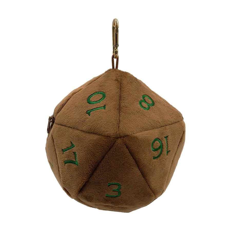 Plush D20 Dice Bag - Copper and Green