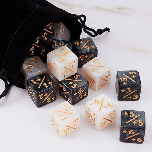 +1 / -1 12 piece dice set